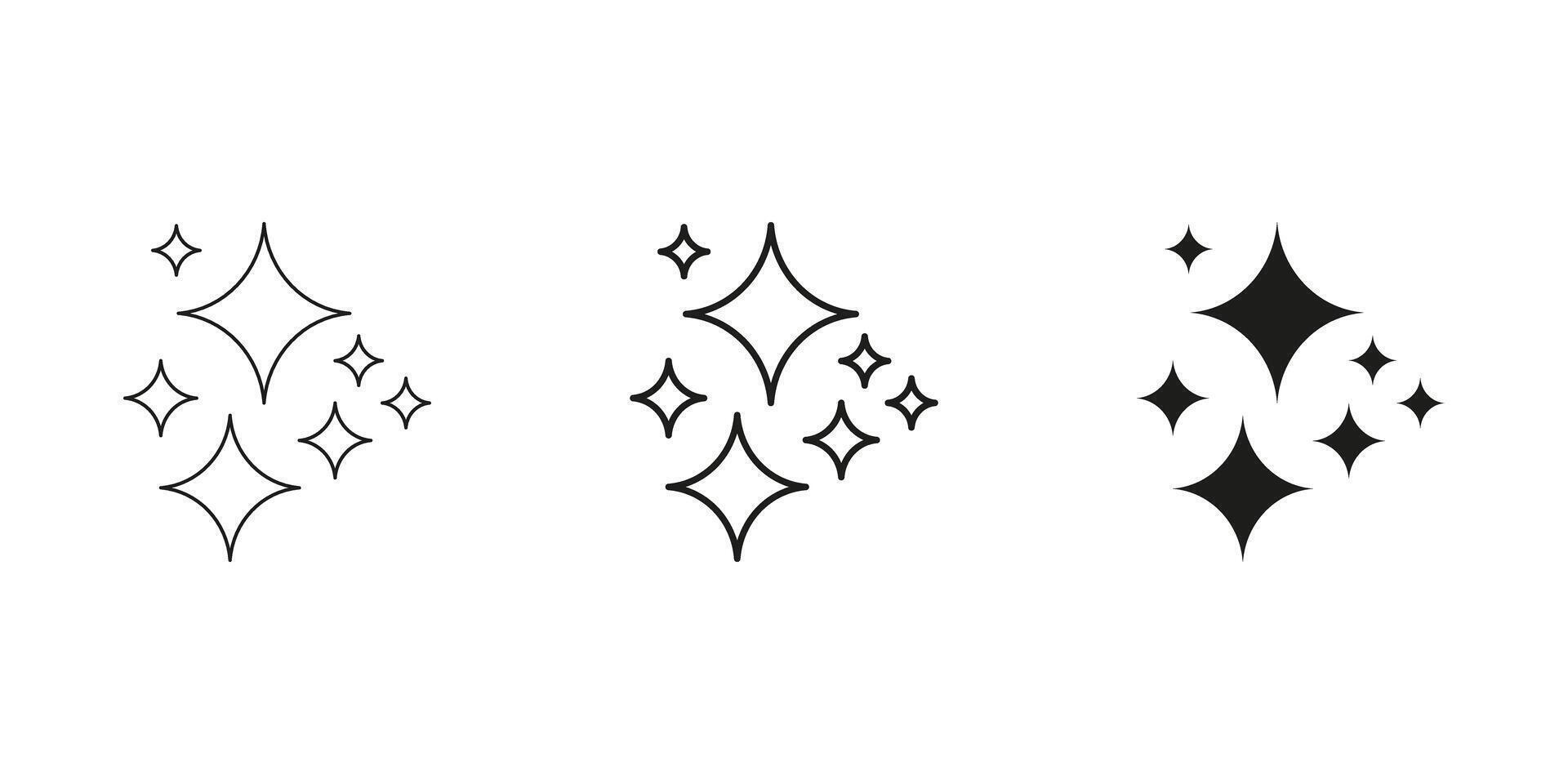 Sparkle Star Line And Solid Icon Set. Cleanliness And Shine Symbol Collection. Isolated Illustration vector