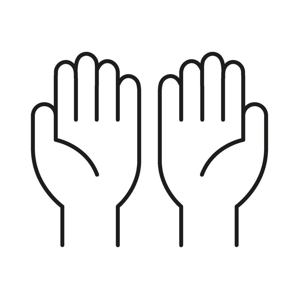 Two Raised Hands Line Icon. Celebration, Praise, And High Five Gesture Outline Symbol. Positive Expression And Agreement. Editable Stroke. Isolated Illustration vector