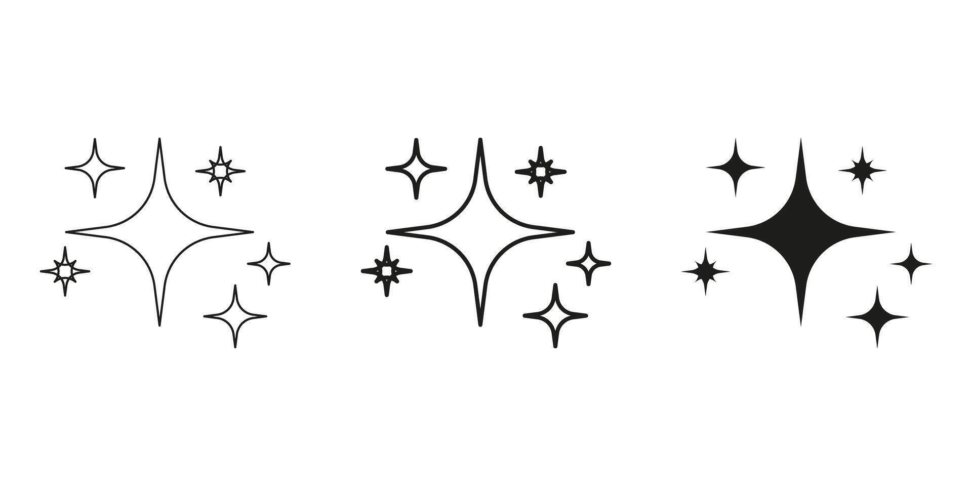 Starburst And Sparkle Line And Solid Icon Set. Twinkle And Shine Symbol Collection. Isolated Illustration vector