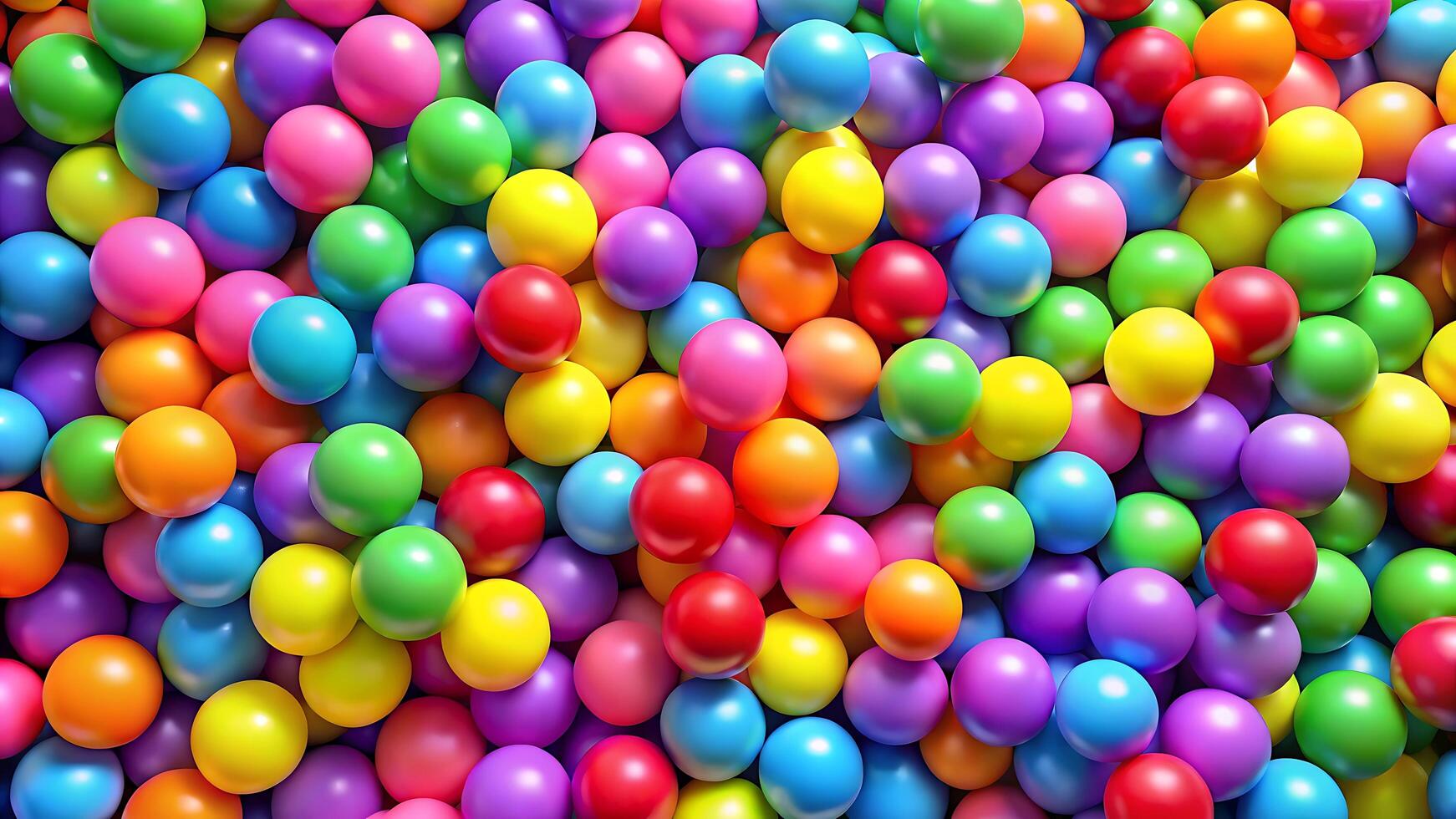 any rainbow gradient random bright soft balls background. Colorful balls background for kids zone or children playroom. Huge pile of colorful balls photo