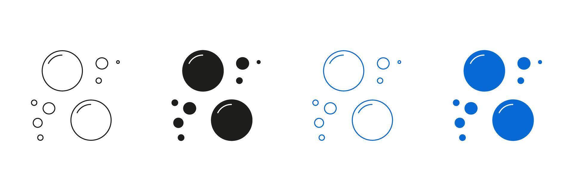 Bubble And Circle Icons Line And Solid Icon Set. Soap Bubble And Circular Geometric Shapes Symbol Collection. Isolated Illustration vector