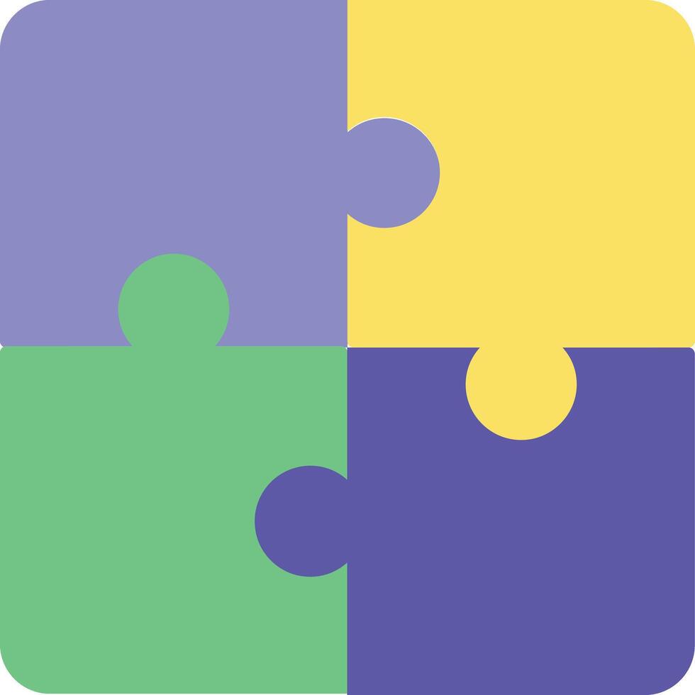 four pieces of puzzle pieces in different colors vector