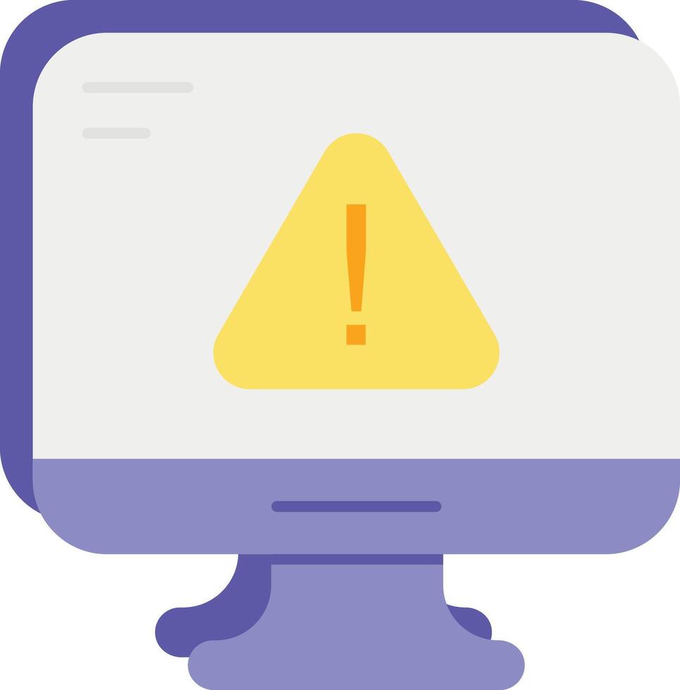 a computer monitor with a yellow caution sign on it vector