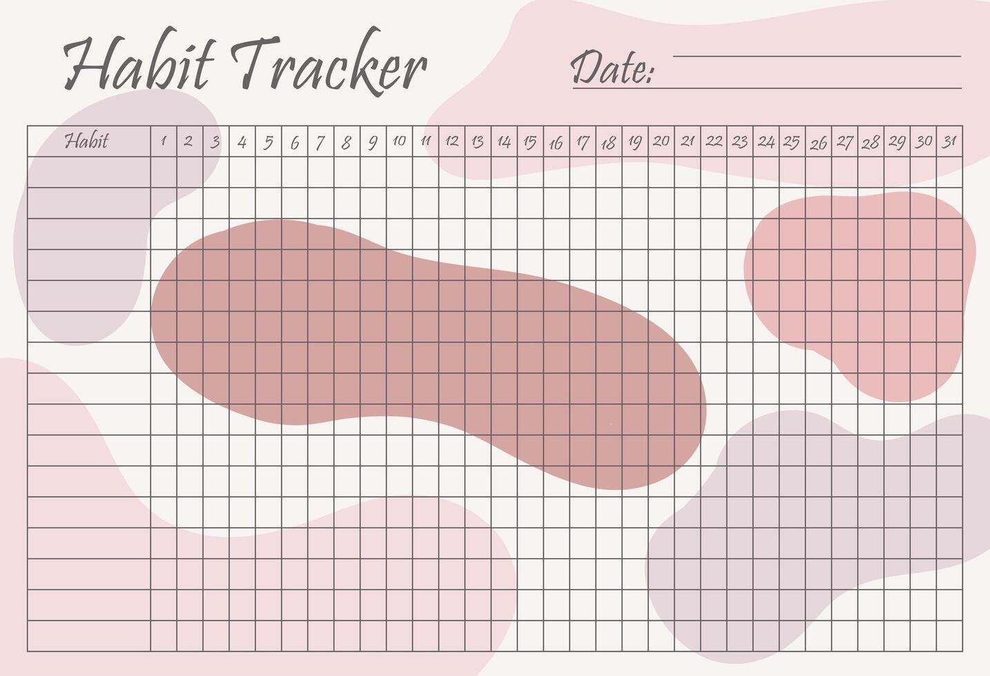 A habit tracker with pink and purple shapes vector