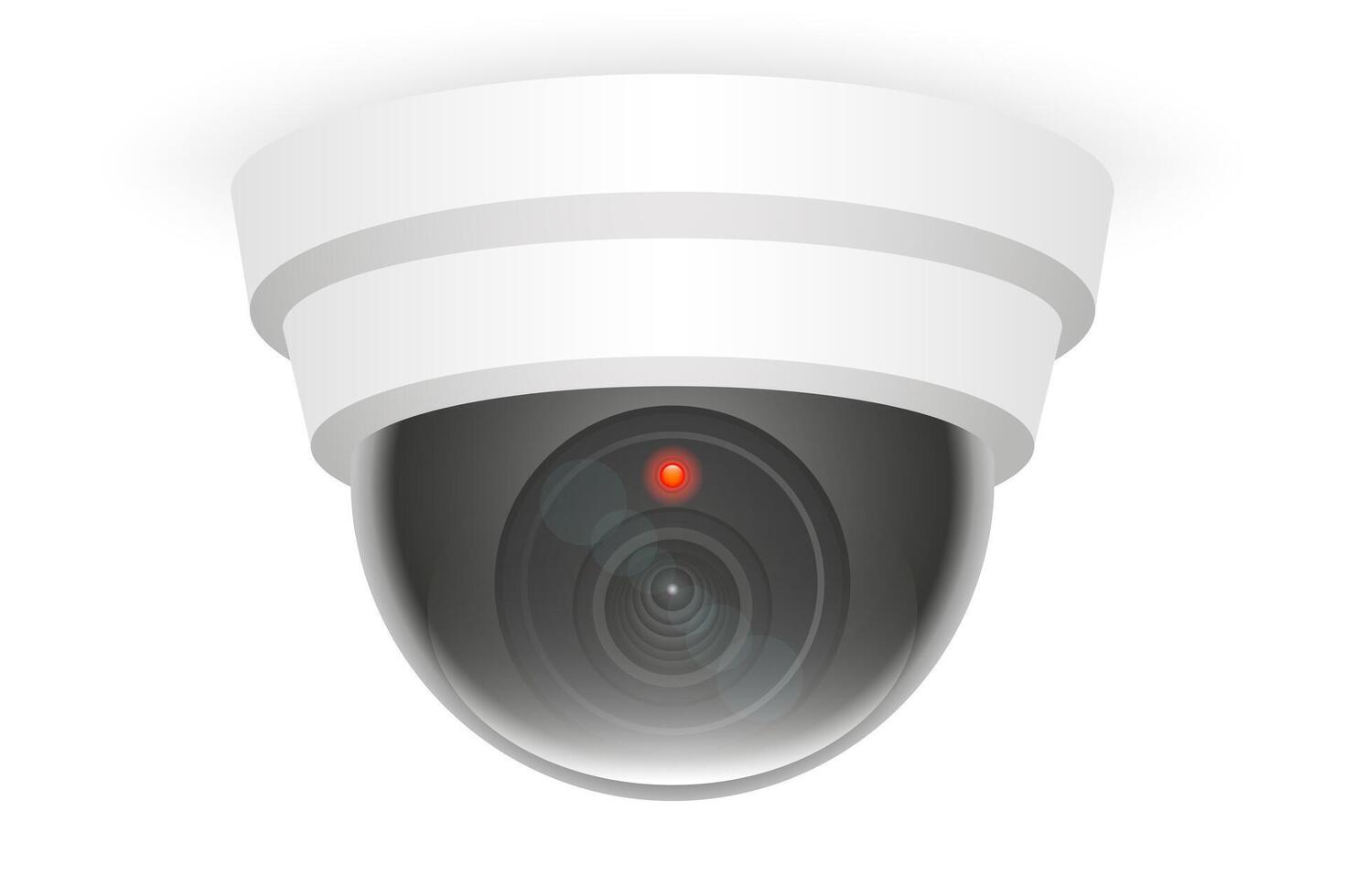 A white camera with a red light on it vector