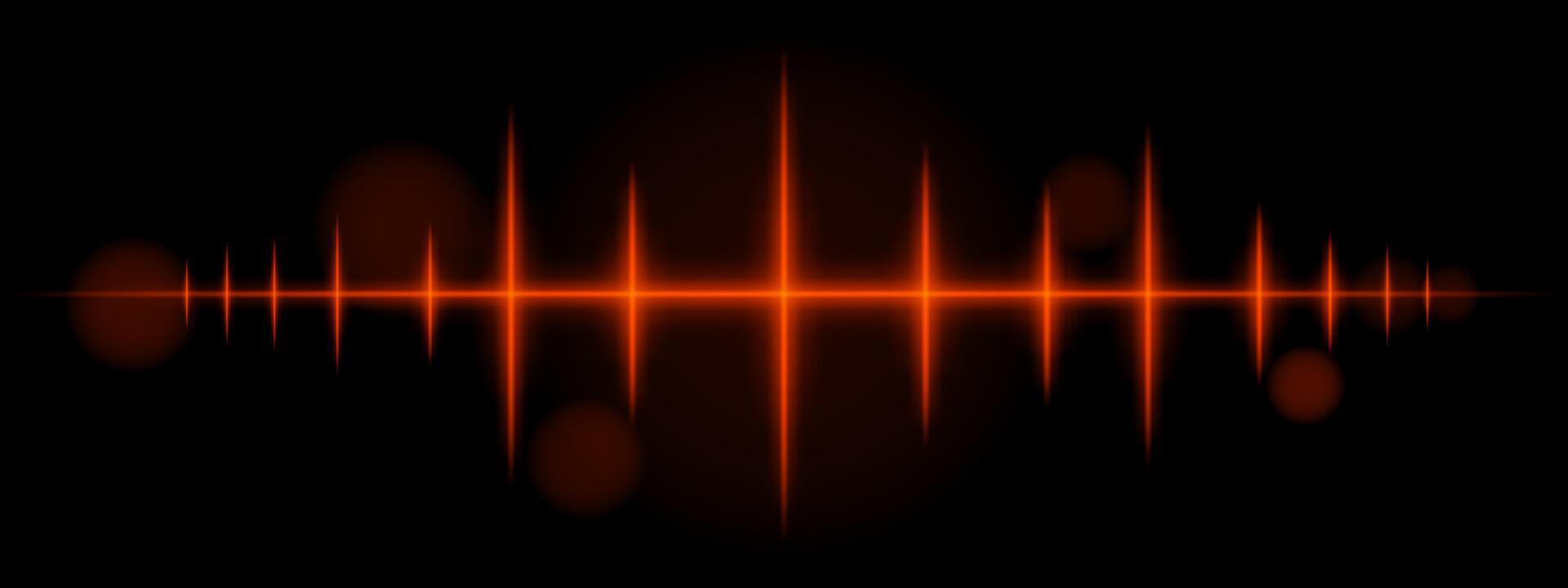 Sound waves on a black background with orange light vector