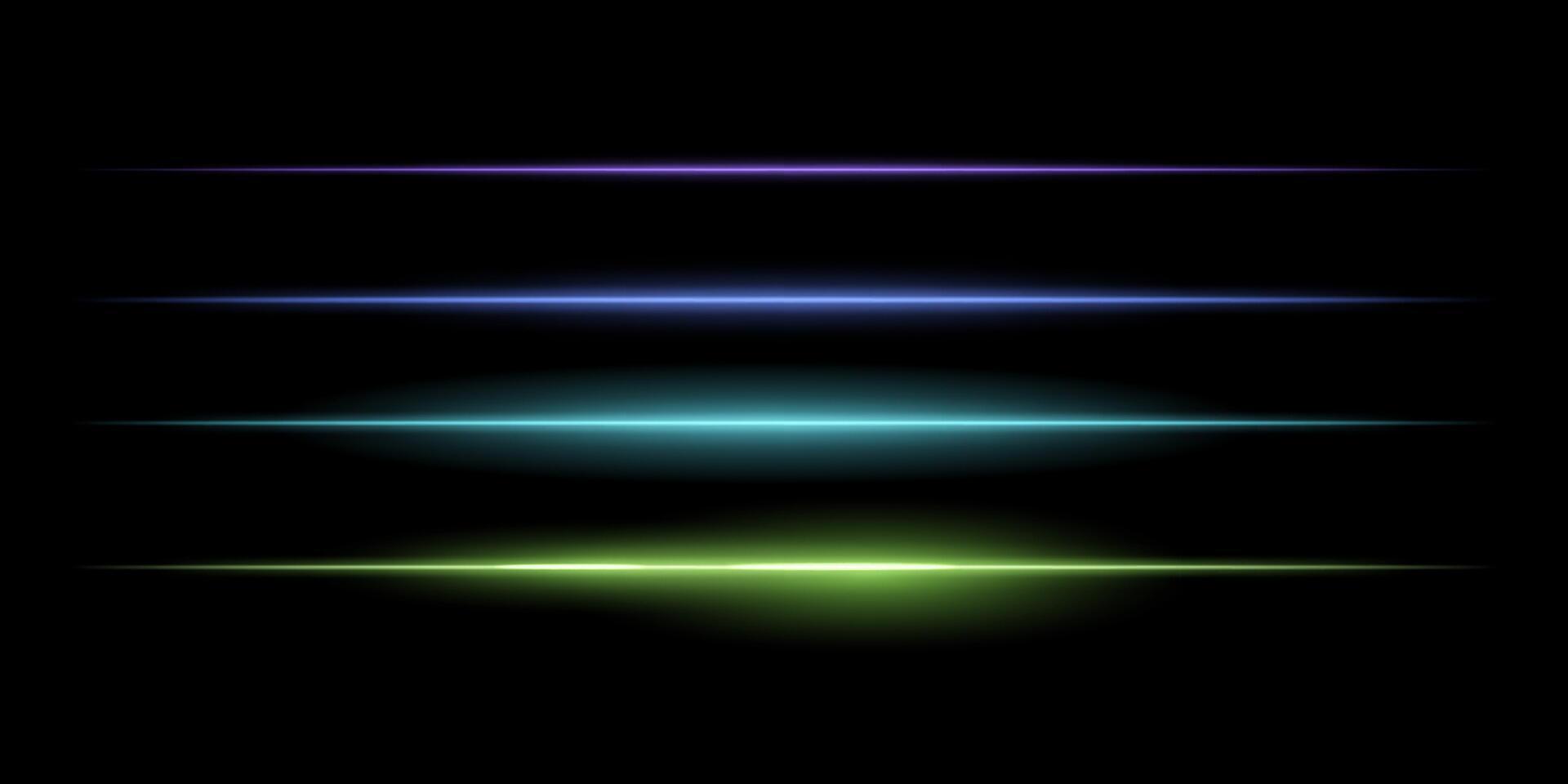 A set of glowing lines on a black background vector