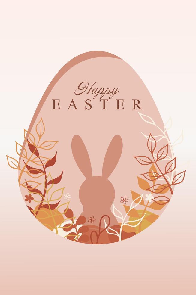 Easter egg with bunny and flowers on pink background vector