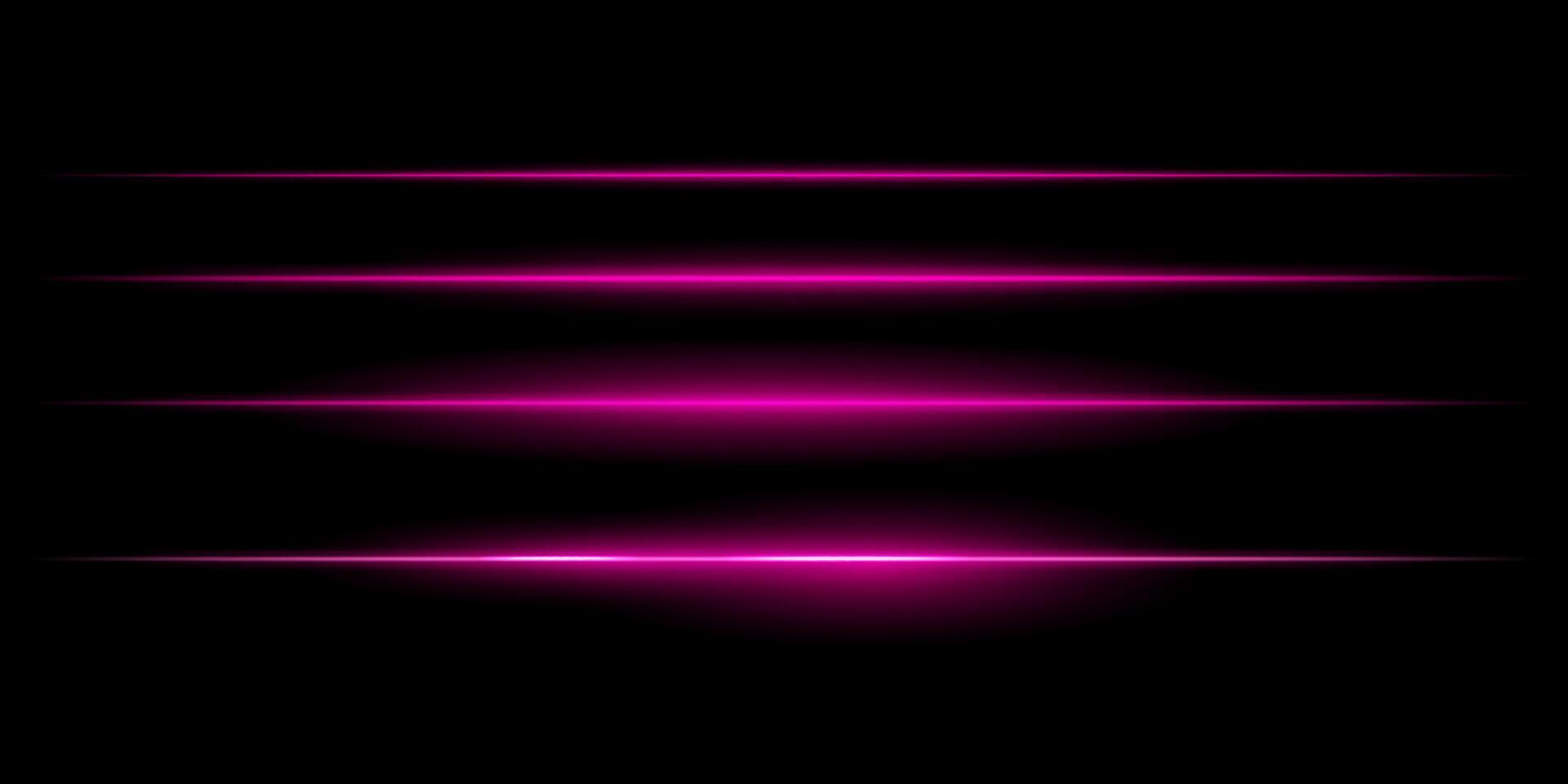 A set of pink neon lines on a black background vector