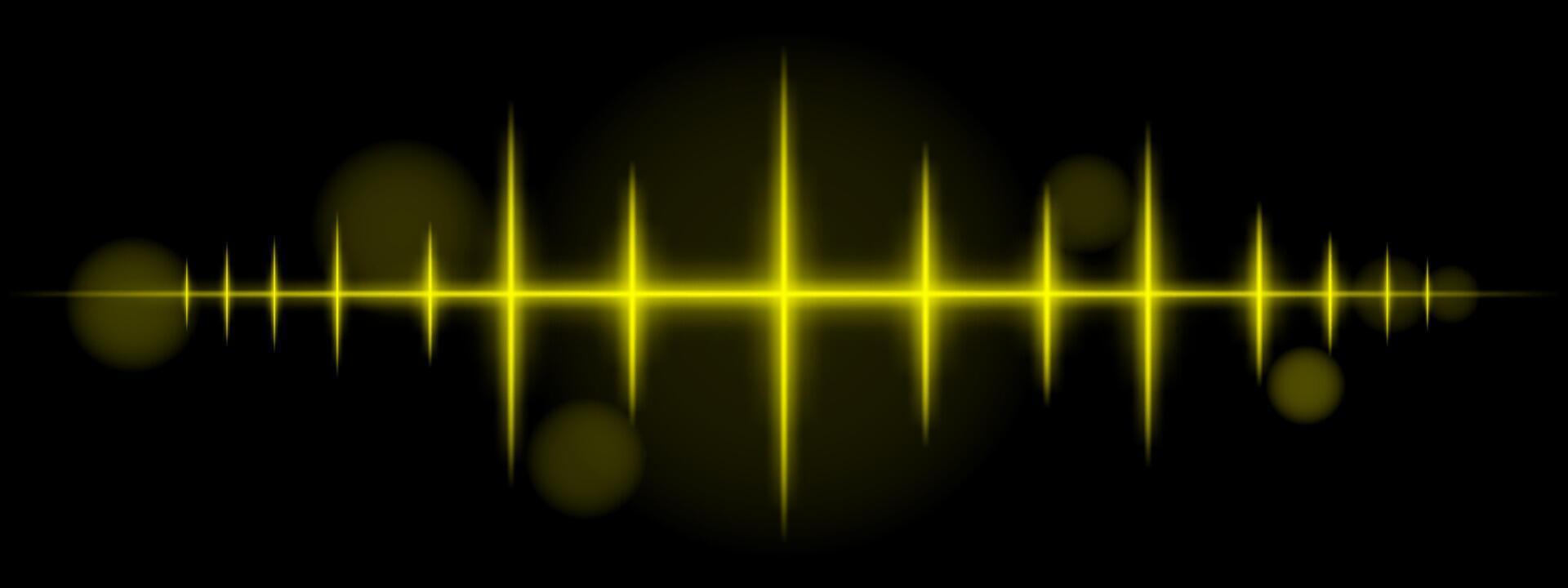 A sound wave with yellow lights on a black background vector