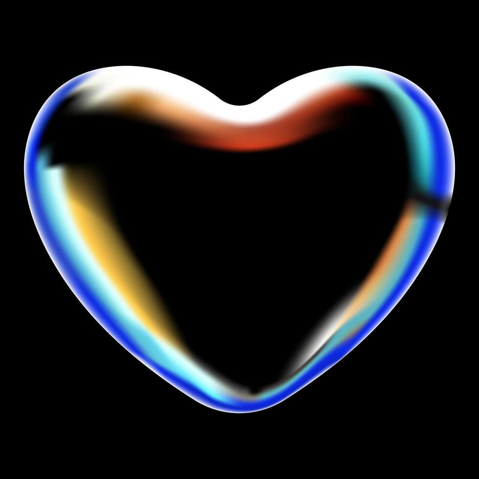 A heart shaped glass with a rainbow colored background vector