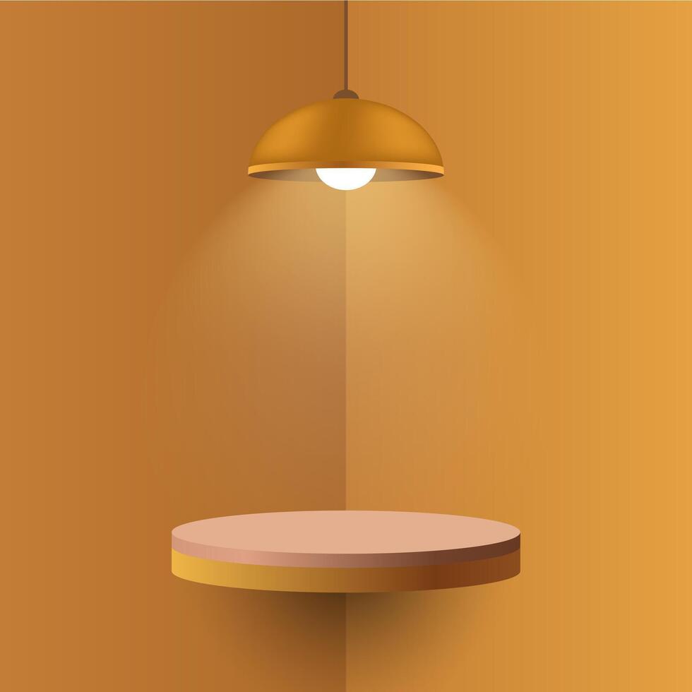 An empty table with a lamp on top vector