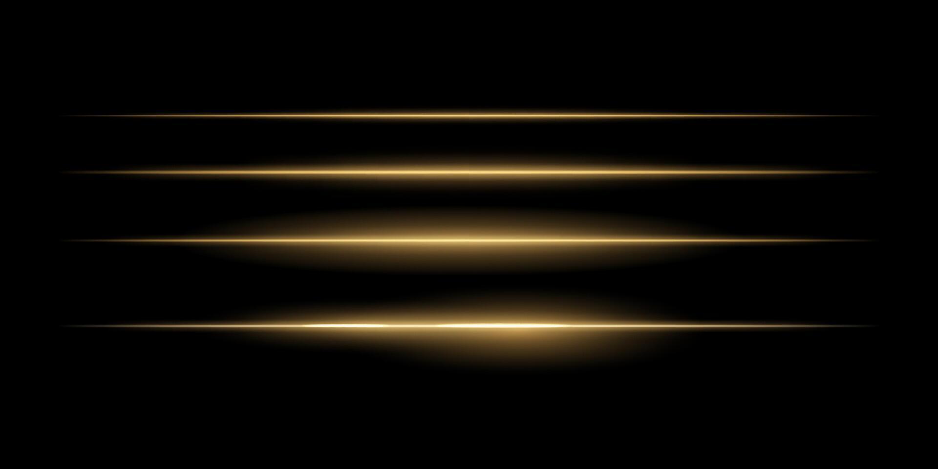 Golden light lines on black background vector