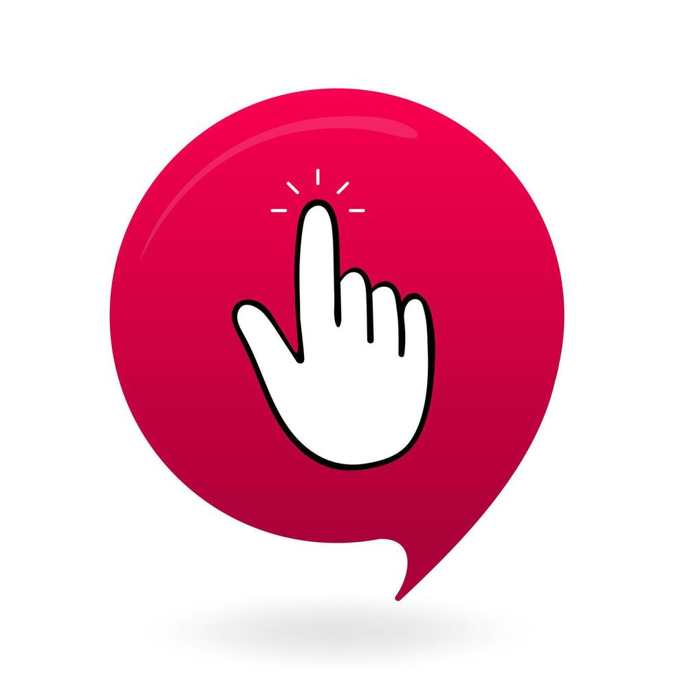 Hand pointing finger icon with speech bubble illustration vector