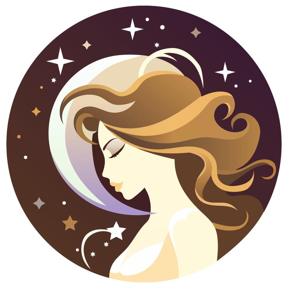 The moon and the woman vector