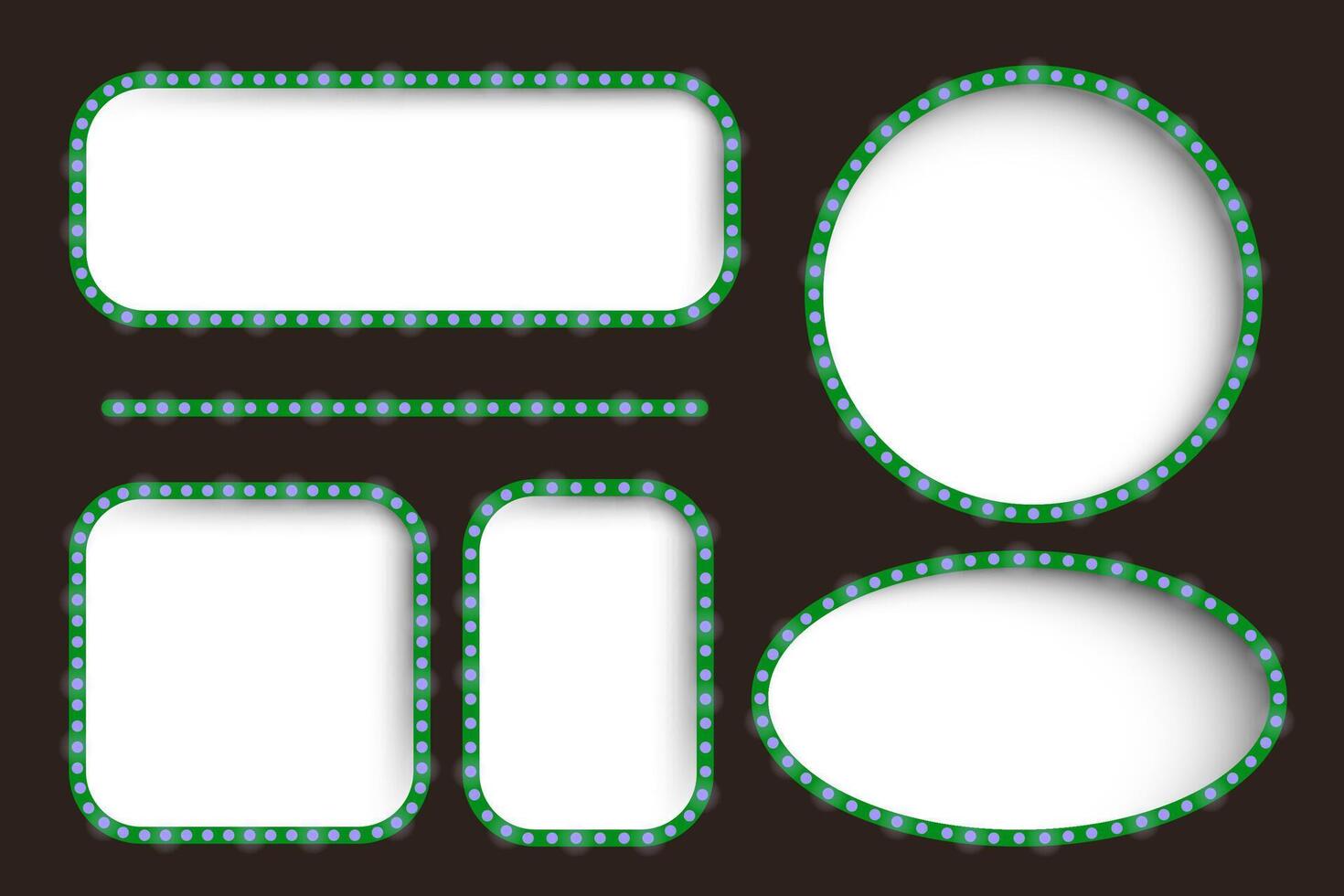 Set of green led frame vector