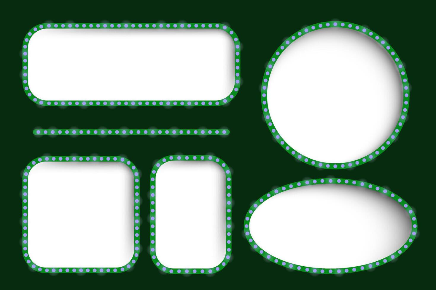 A set of four oval frames with green lights vector