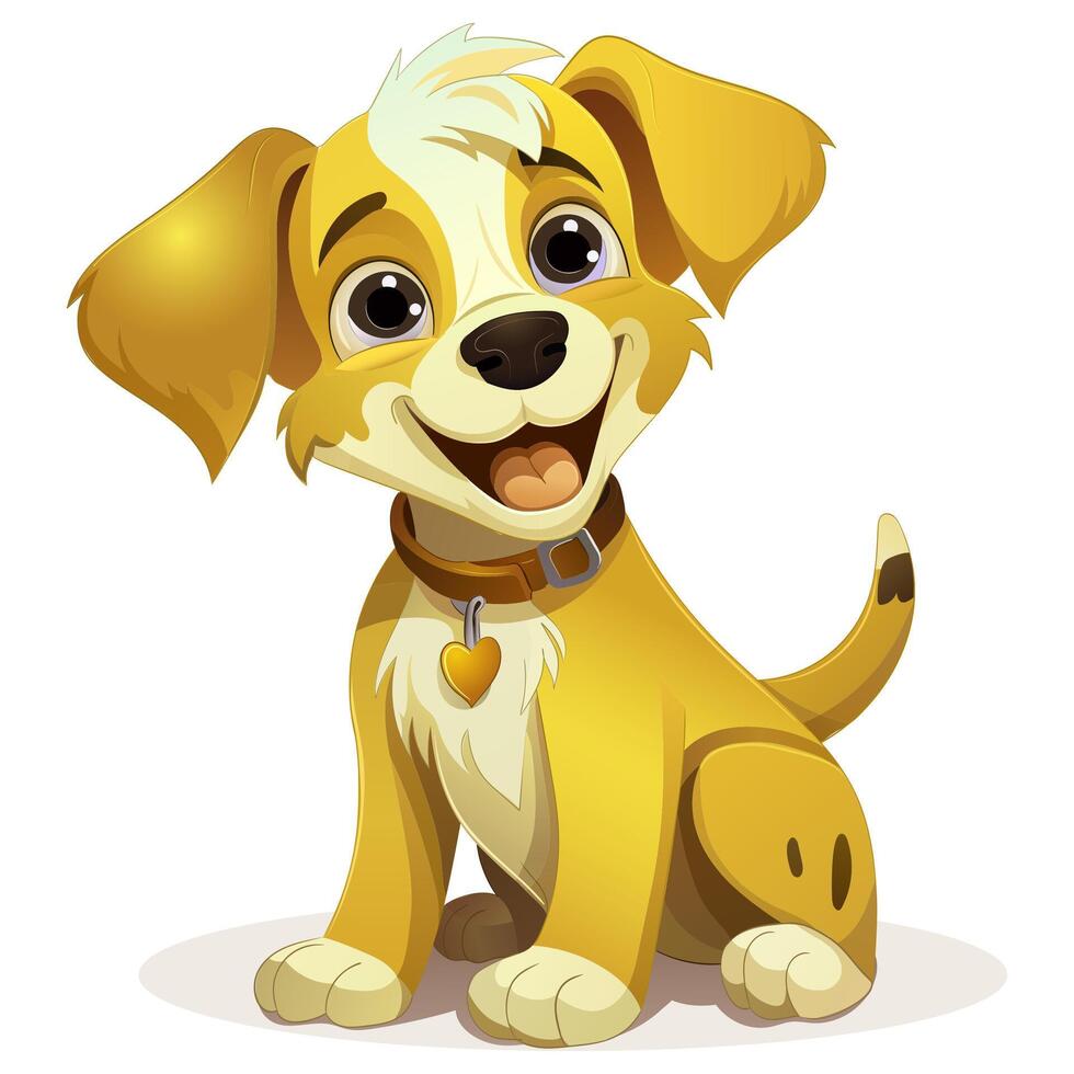 A cartoon dog sitting down with a collar on vector