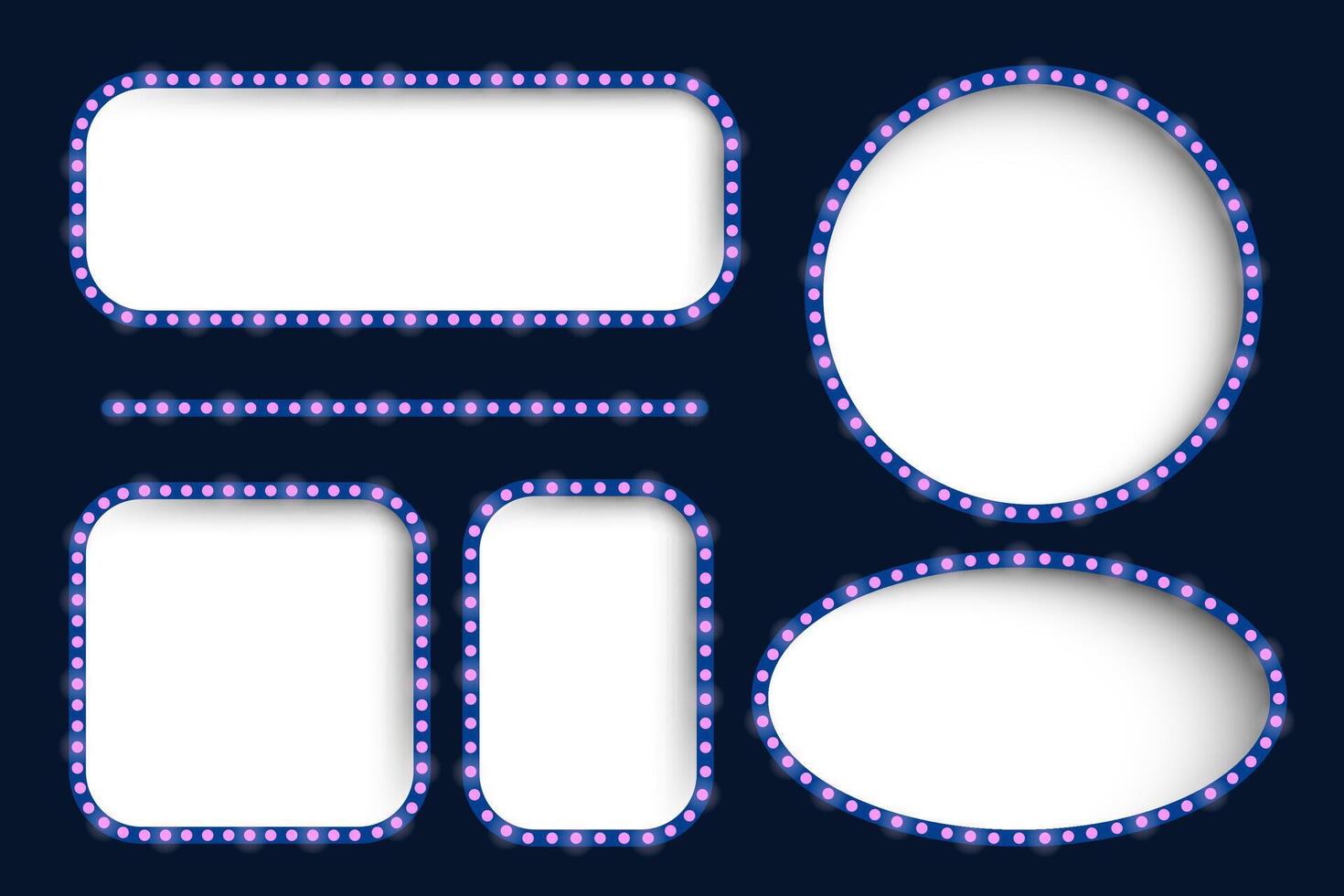 A set of four oval frames with blue lights vector