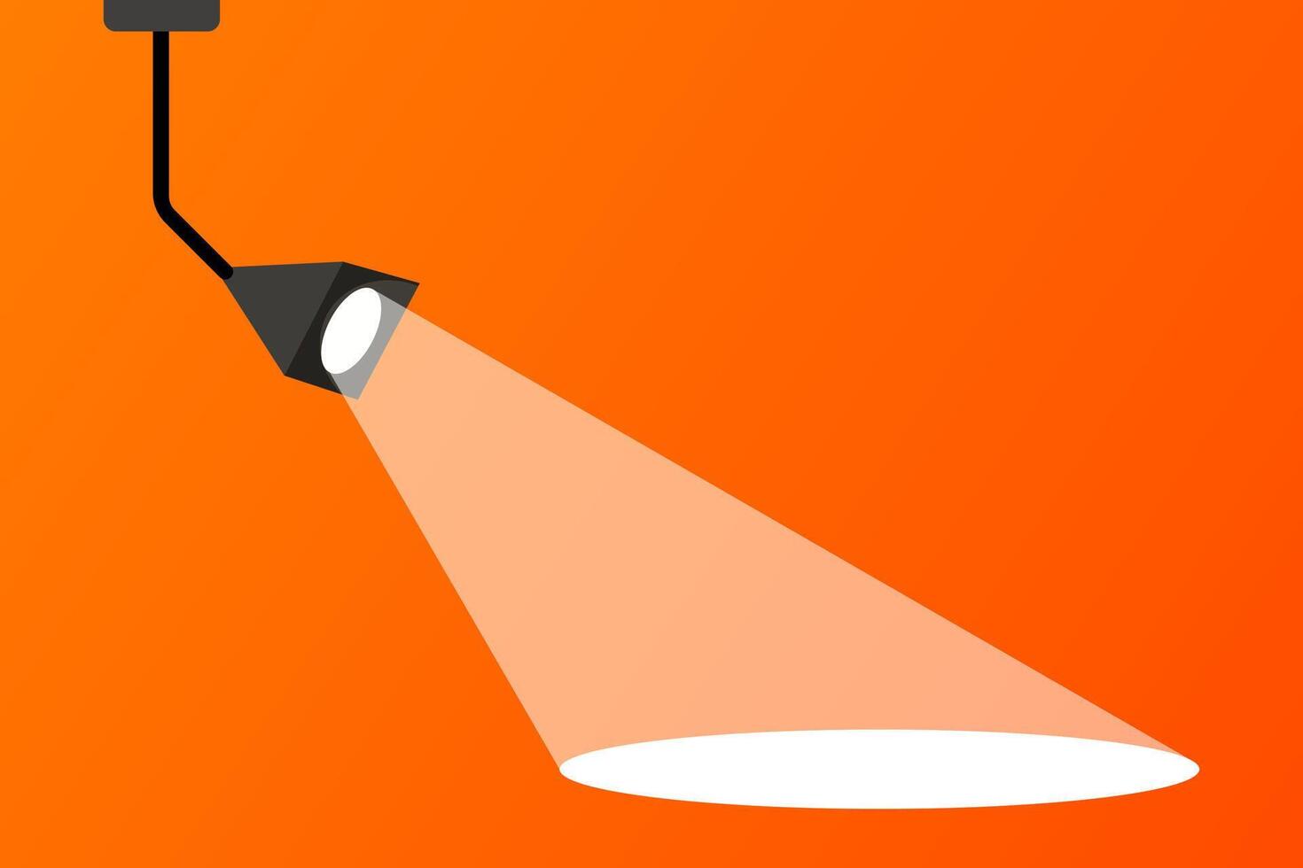 An orange background with a spotlight and a light bulb vector