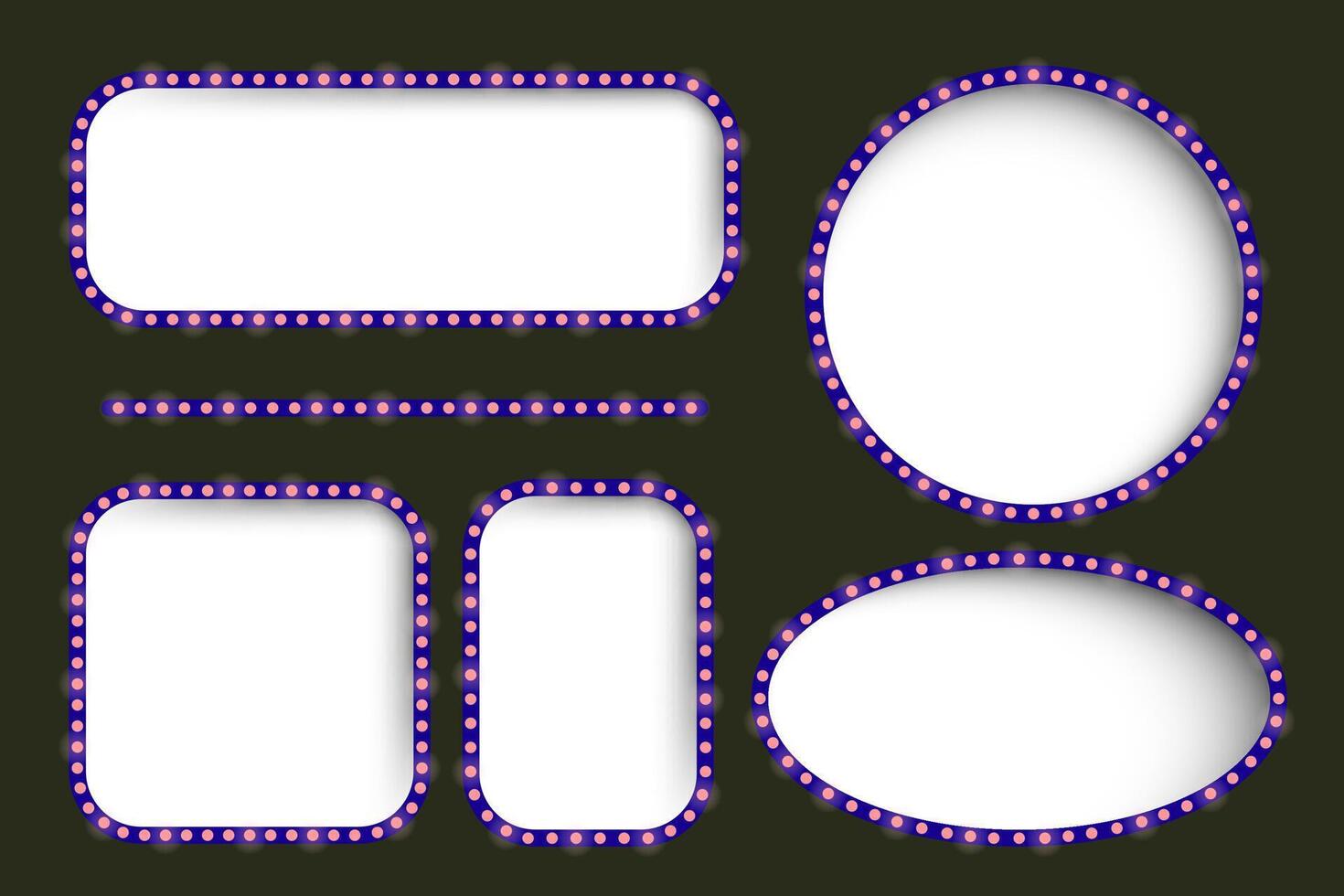 A set of four purple and white frames with lights vector