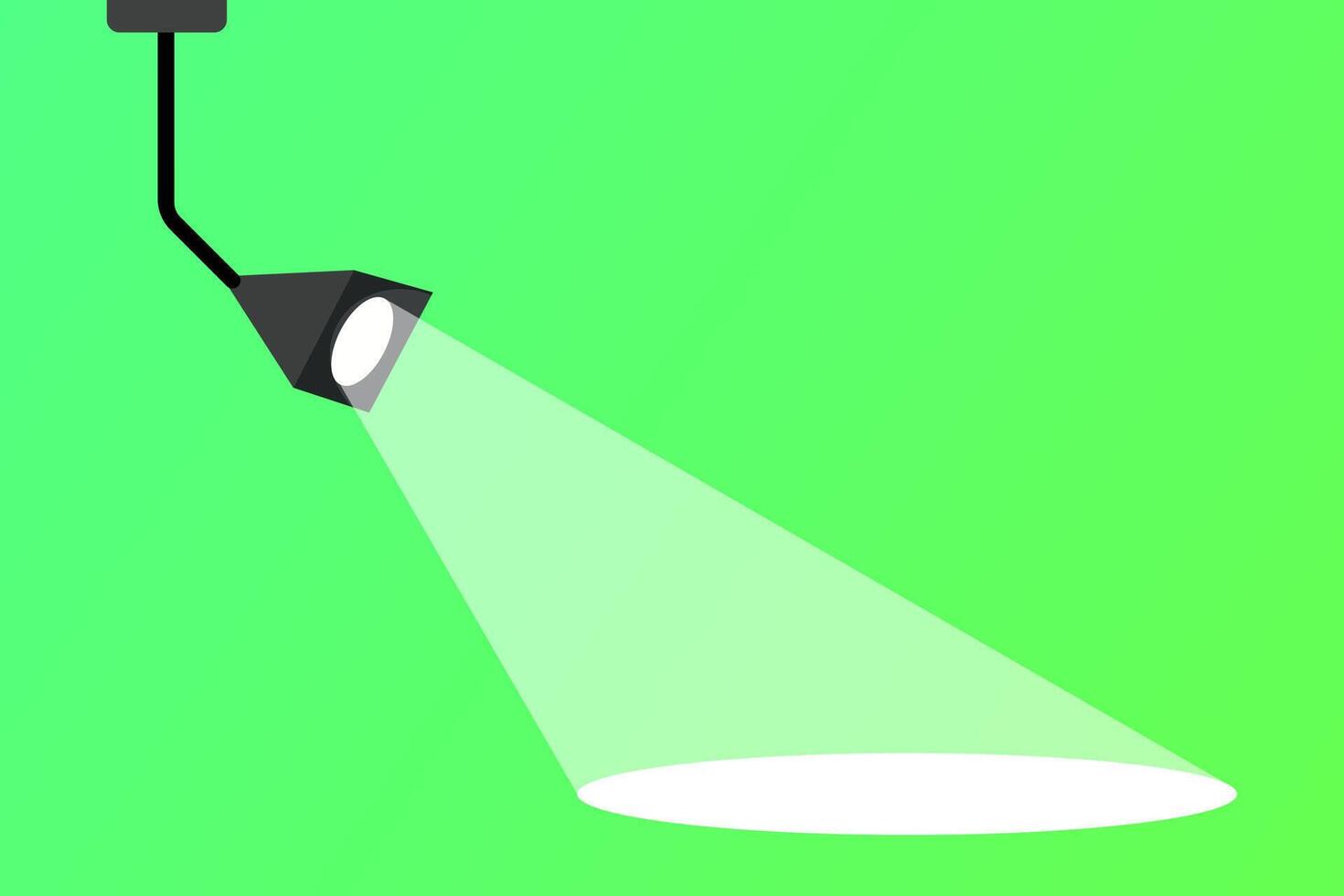 A spotlight is shining on a green background vector