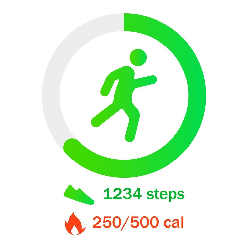 A green and white button with the words 250 steps vector