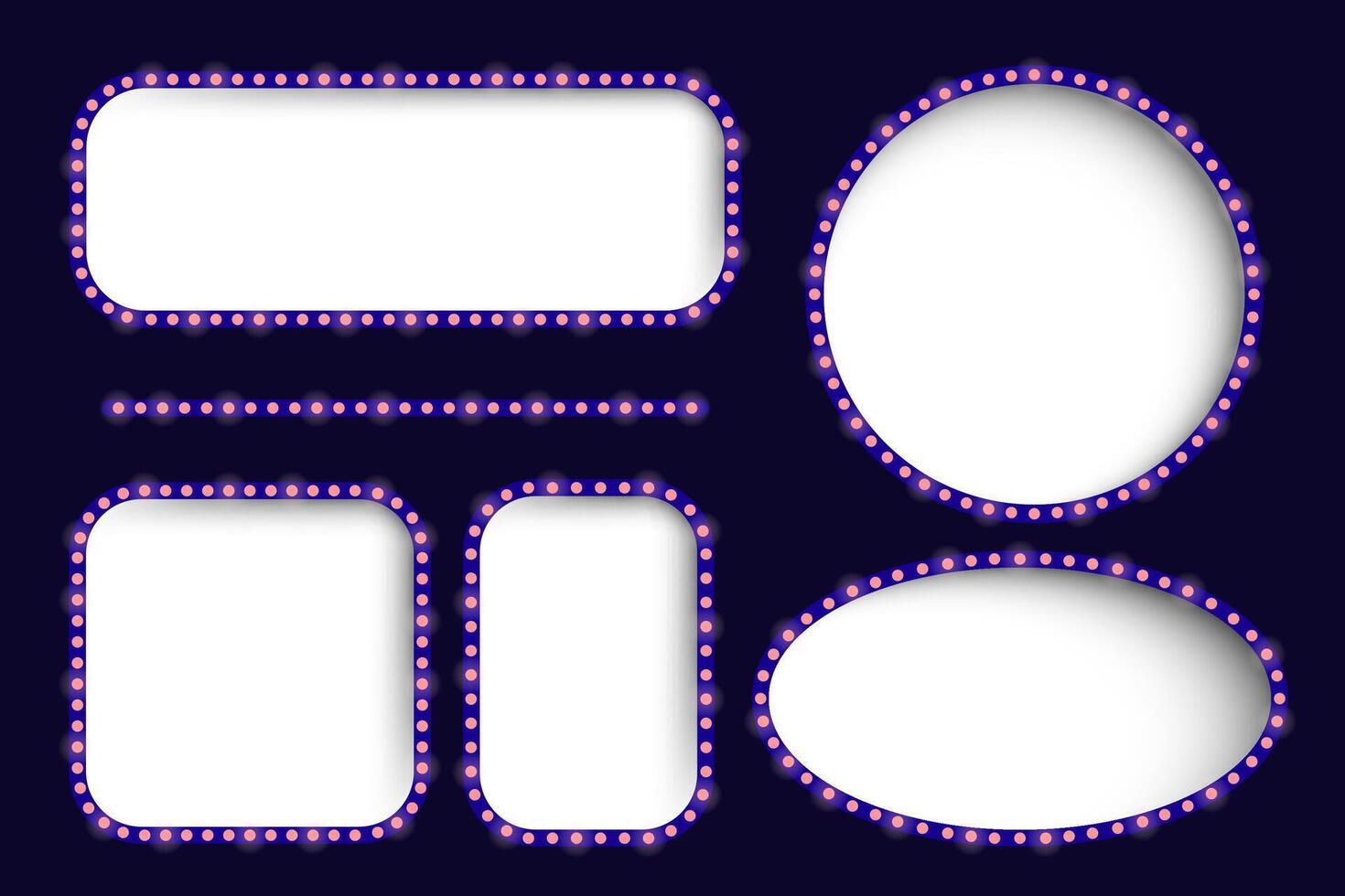 A set of four oval frames with purple lights vector