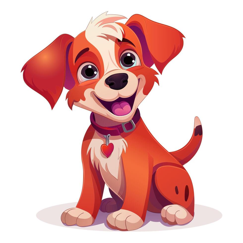 A cartoon dog sitting down with a big smile vector