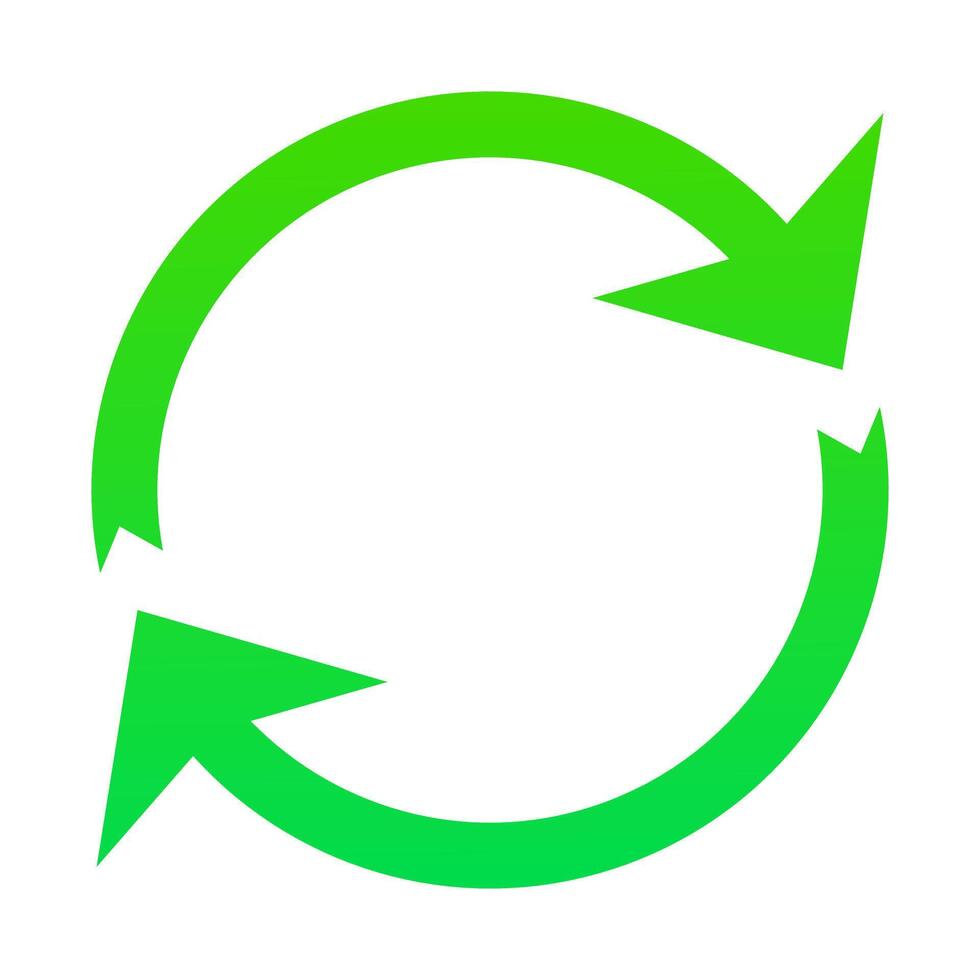 A green arrow in a circle with arrows pointing in different directions vector