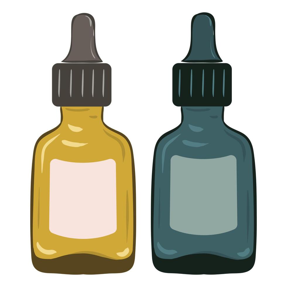 Two bottles of liquid medicine with a lid vector
