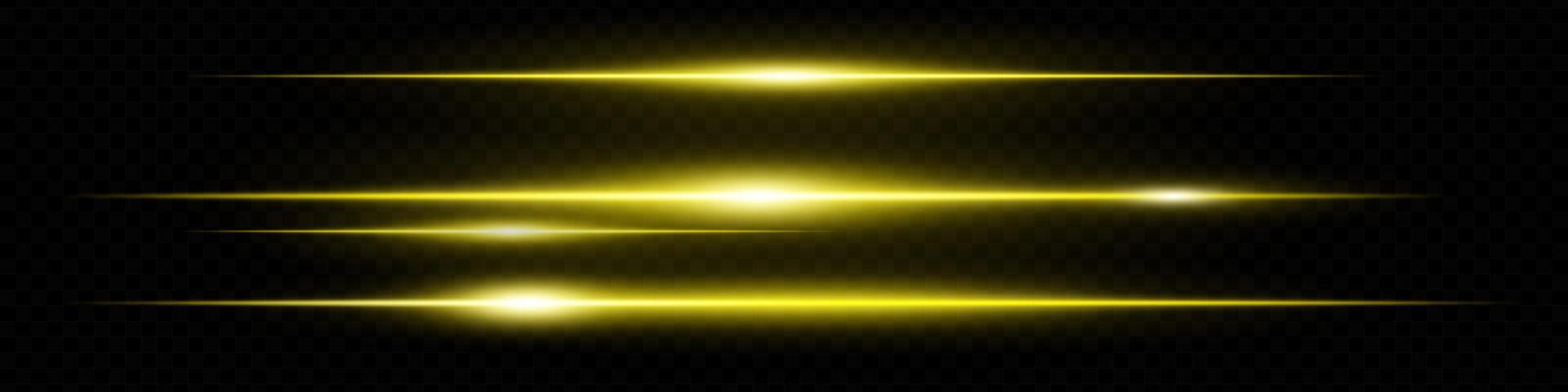Golden light rays on black background vector