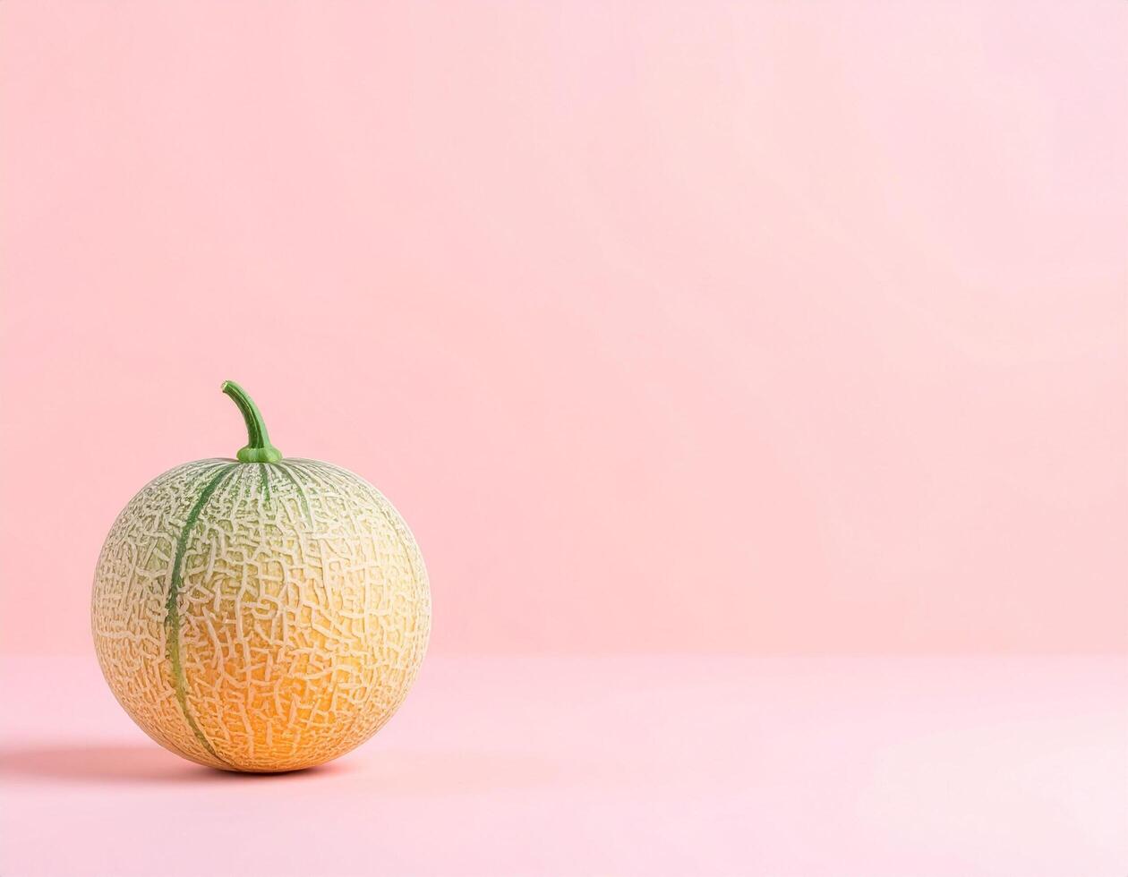 Whole single melon on a pink background photo