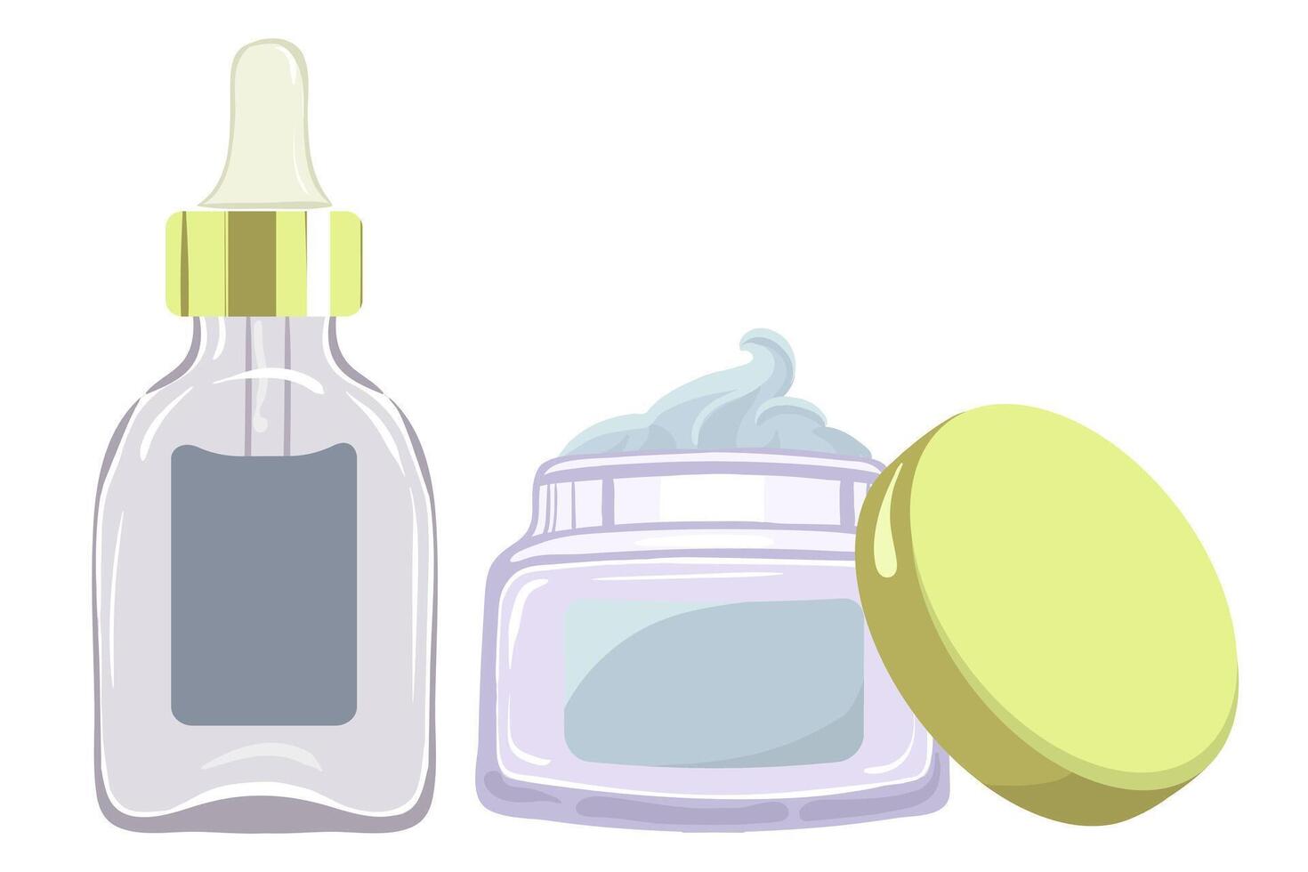 A jar of cream and a bottle of cream vector