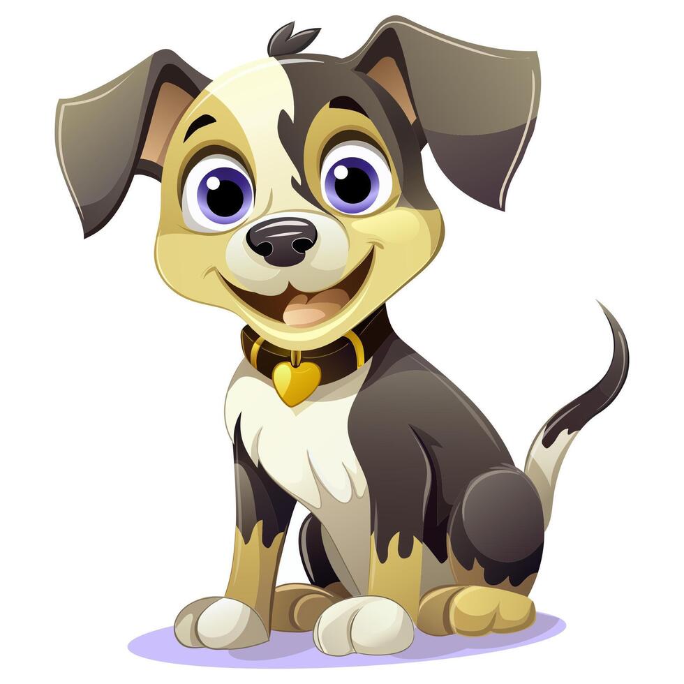 Cartoon dog with big eyes and a collar vector