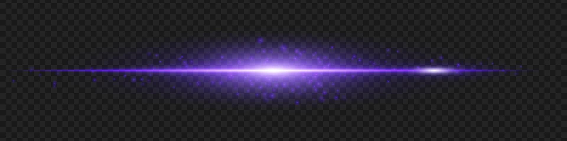 Light beam with a purple light on a black background vector