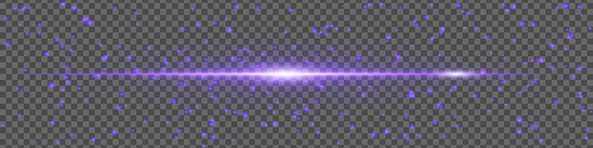 Light beam with purple light on a black background vector