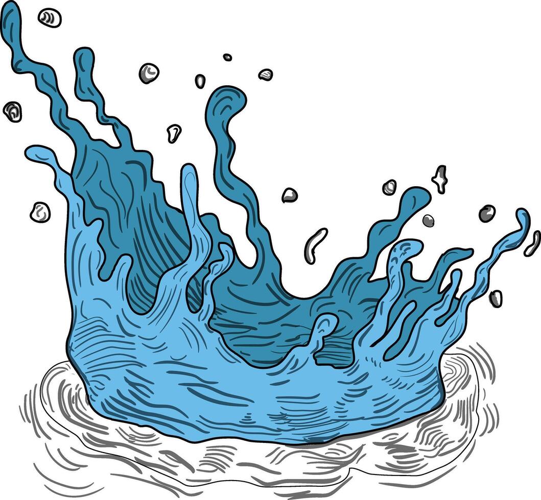 Splash of Water in Hand Drawn Style vector