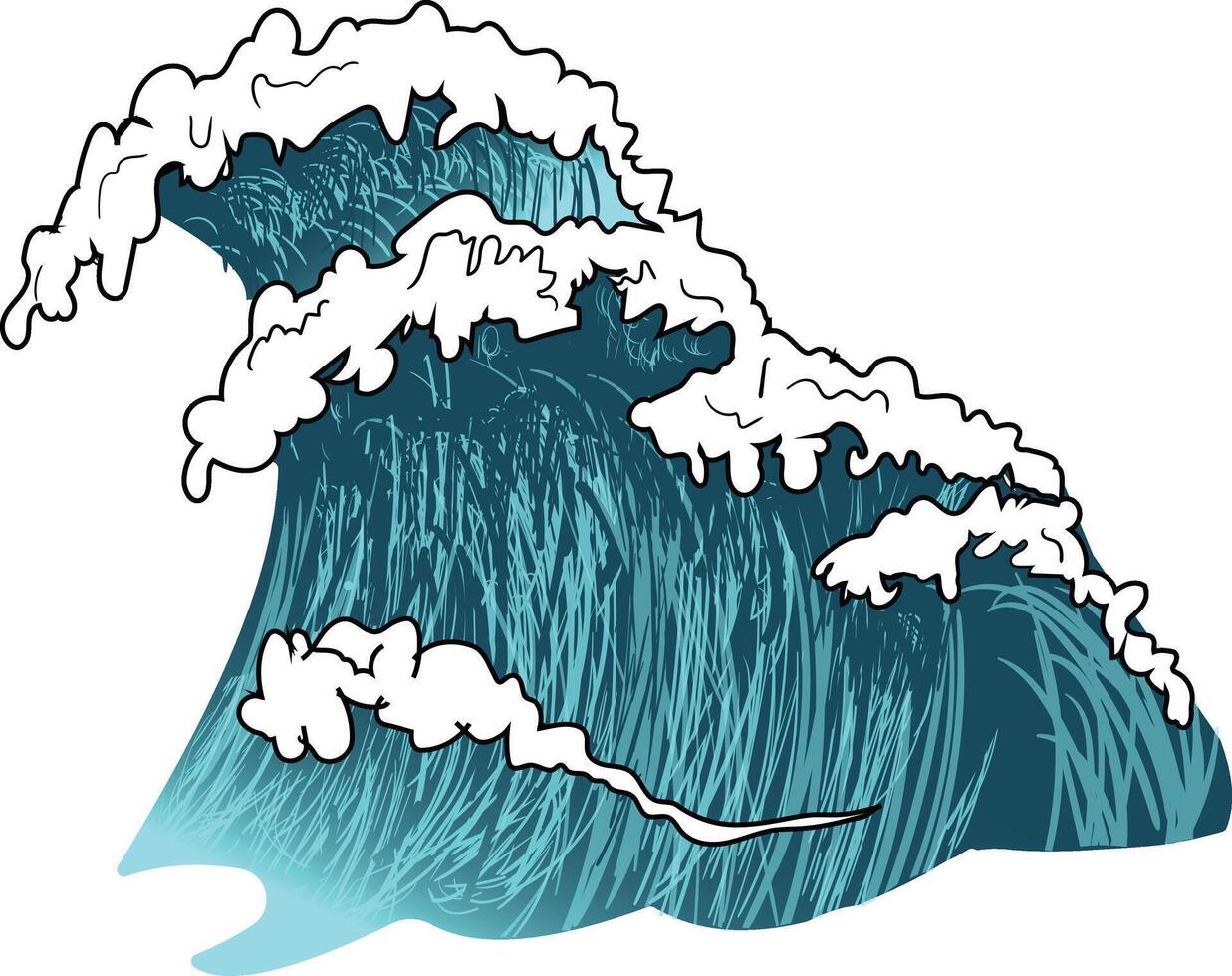 Dynamic Ocean Wave with Splashing Foam vector