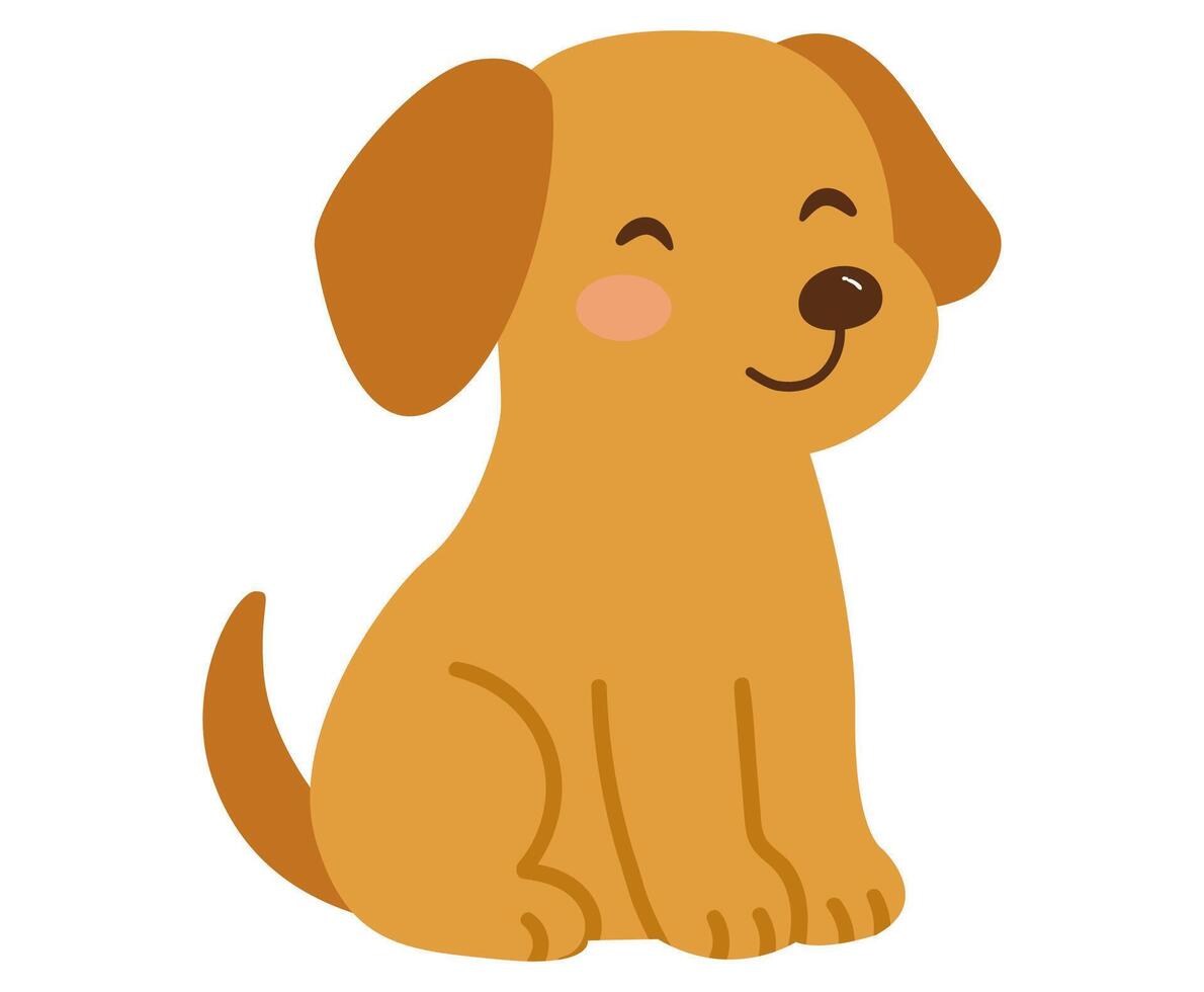 Cute kawaii puppy in flat simple style. icon illustration, dog isolated on a white background. Element for print clothe book or child design paper. hand drawn animal Doggy vector
