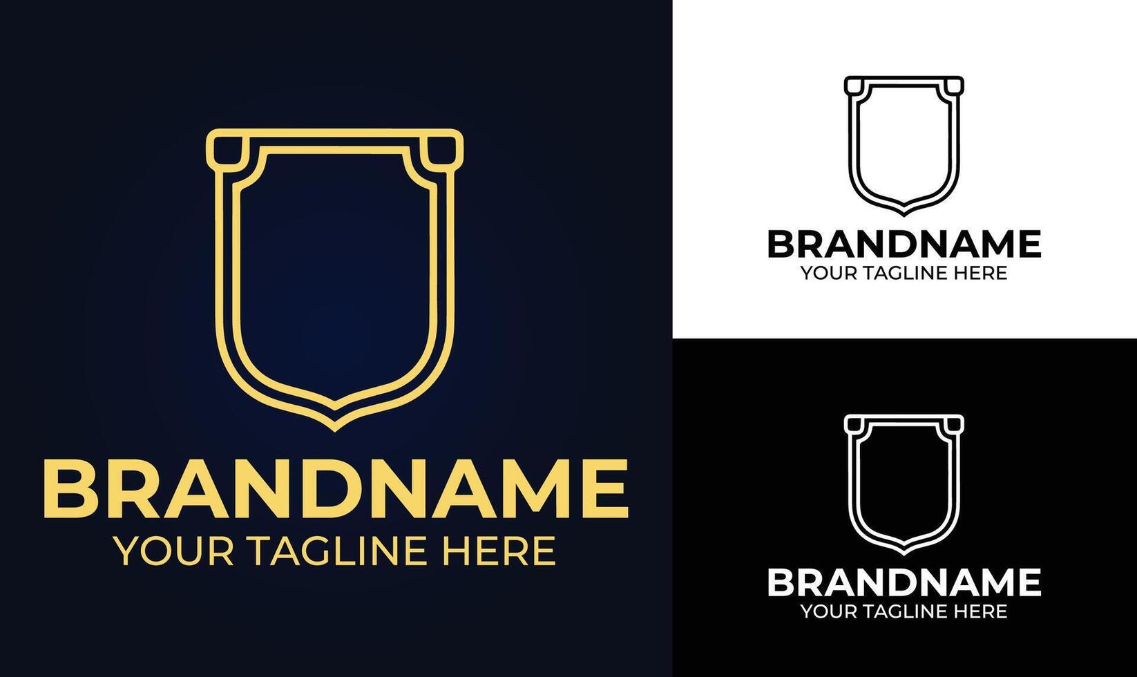 Minimal gold shield logo design template for luxury brand security firm or premium corporate identit vector
