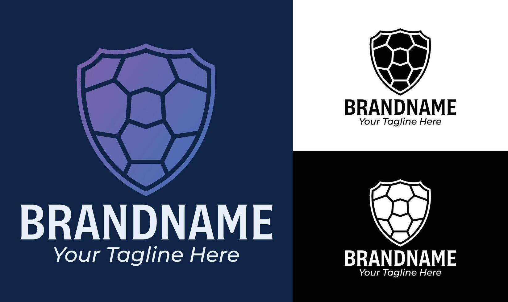 Geometric shell shield logo design template for tech brand security company or blockchain business vector