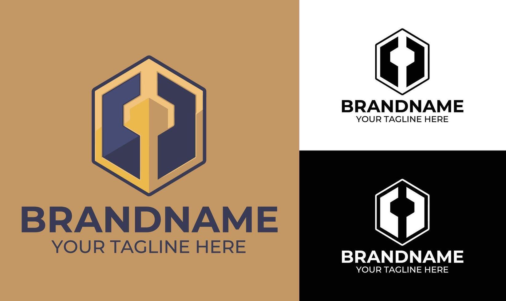 Hexagon shield logo design template for cybersecurity firm blockchain startup or digital tech brand vector