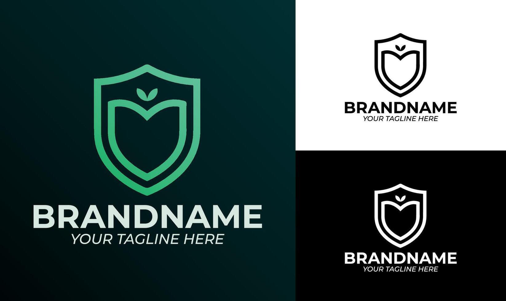Eco shield logo design template for organic brand agriculture company or nature protection services vector