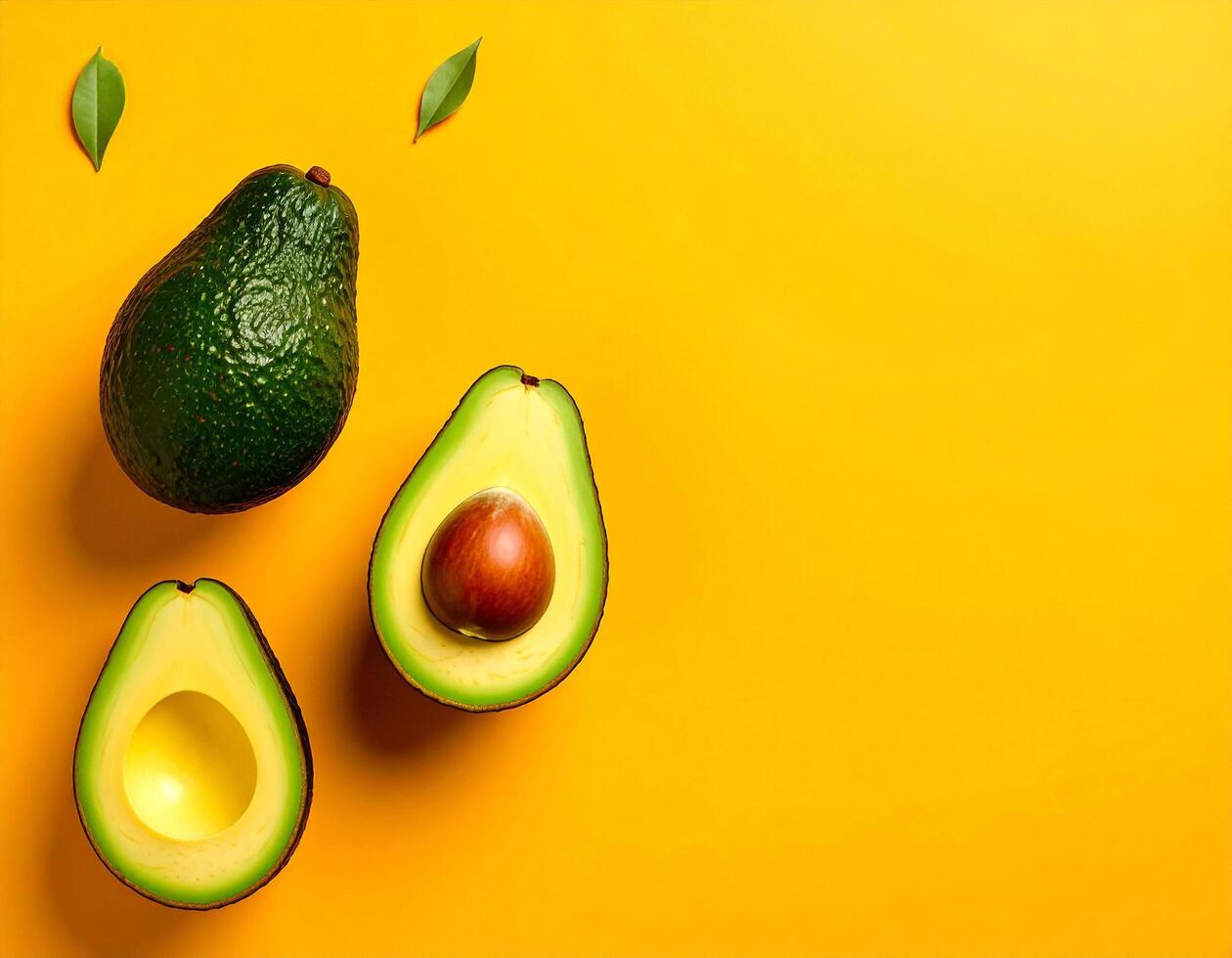 Avocado flat lay with free space for text photo