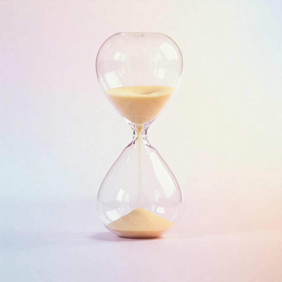 Minimalist image of a sand clock in bright pastel tones photo