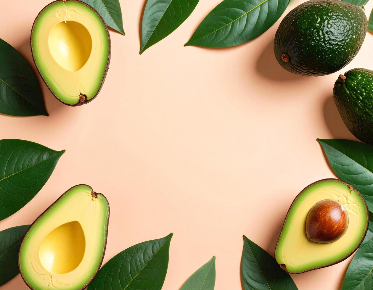 Avocado pink background with free copy space for text photo