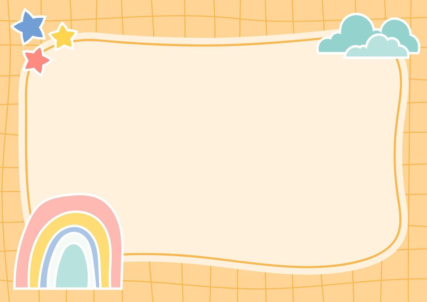 cute frame, doodle rainbow border vector