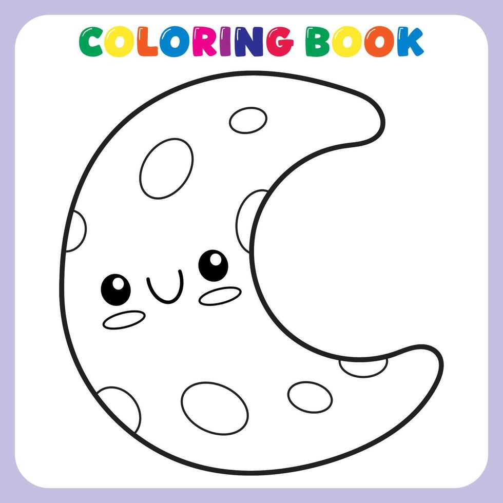 moon coloring book for kids vector