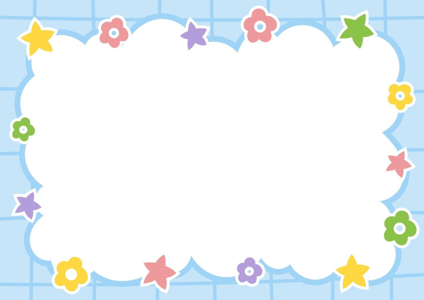cute frame with stars and flowers vector